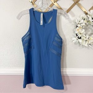 LORNA JANE Sleek Excel Tank Polished Grey Mesh Active Top